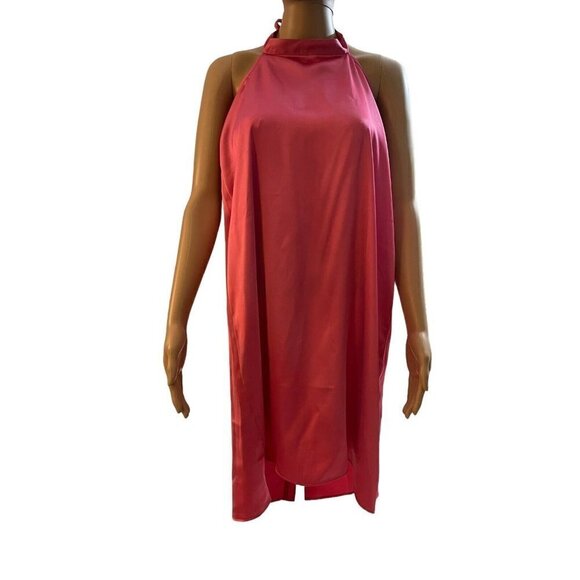 NWT WeWoreWhat Satin Halter Dress Hot Pink Size‎ Medium - Picture 3 of 12